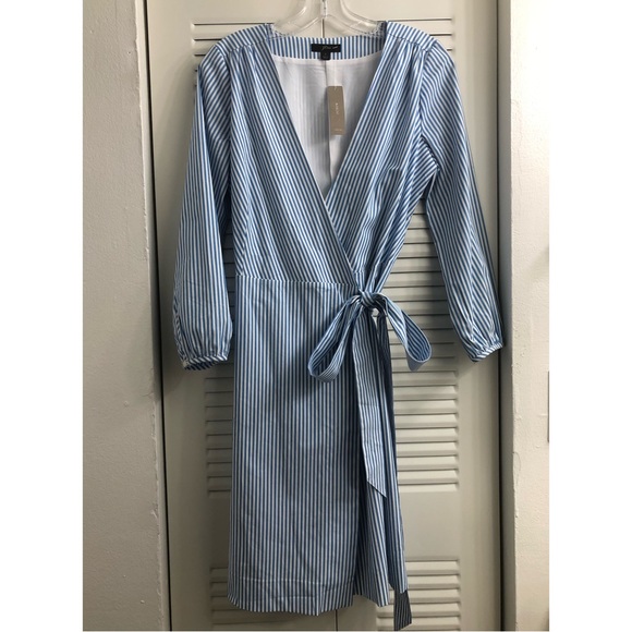 J. Crew Dresses & Skirts - NWT J.Crew Striped Blue and white Wrap Dress